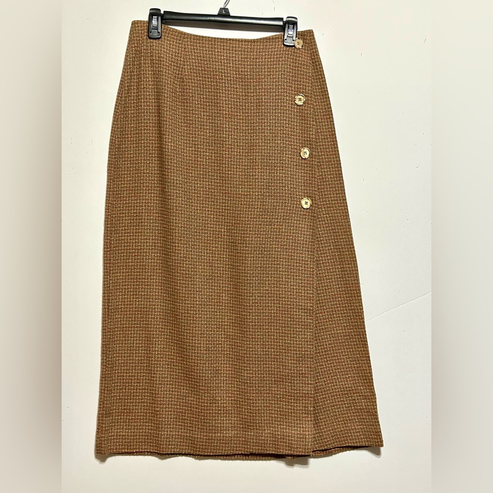 Vintage brown Button-Accent A-Line Skirt